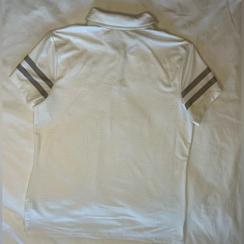 Nike Golf Dri-Fit White Polo Shirt with Gray Polka Dots Womens Size Large